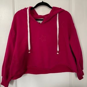 Anthropologie cropped hoodie with star stitching